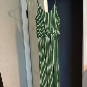 Lush Green and White Striped Maxi Dress